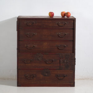 Tansu japonés de comerciante (Choba-dansu) en madera keyaki – Periodo Meiji–Taishō (c.1880–1920)