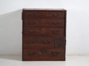 Tansu japonés de comerciante (Choba-dansu) en madera keyaki – Periodo Meiji–Taishō (c.1880–1920)