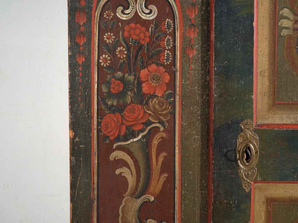 Folk Art Painted Cabinet, Central Europe, dated 1814