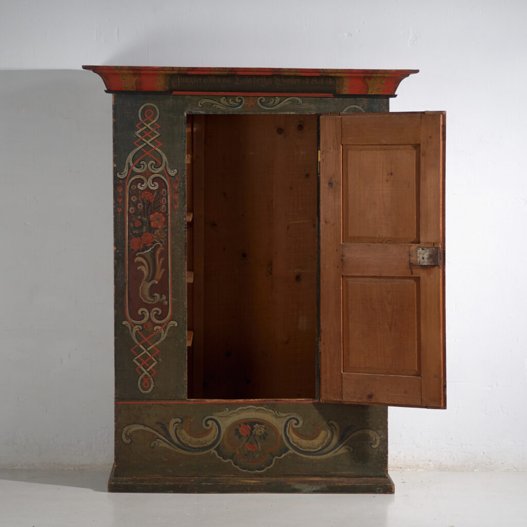 Folk Art Painted Cabinet, Central Europe, dated 1814