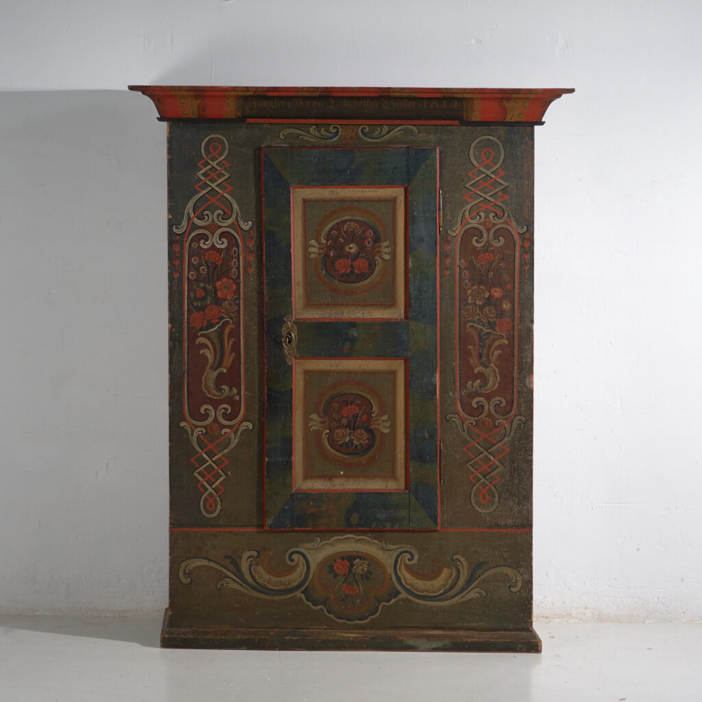 Folk Art Painted Cabinet, Central Europe, dated 1814