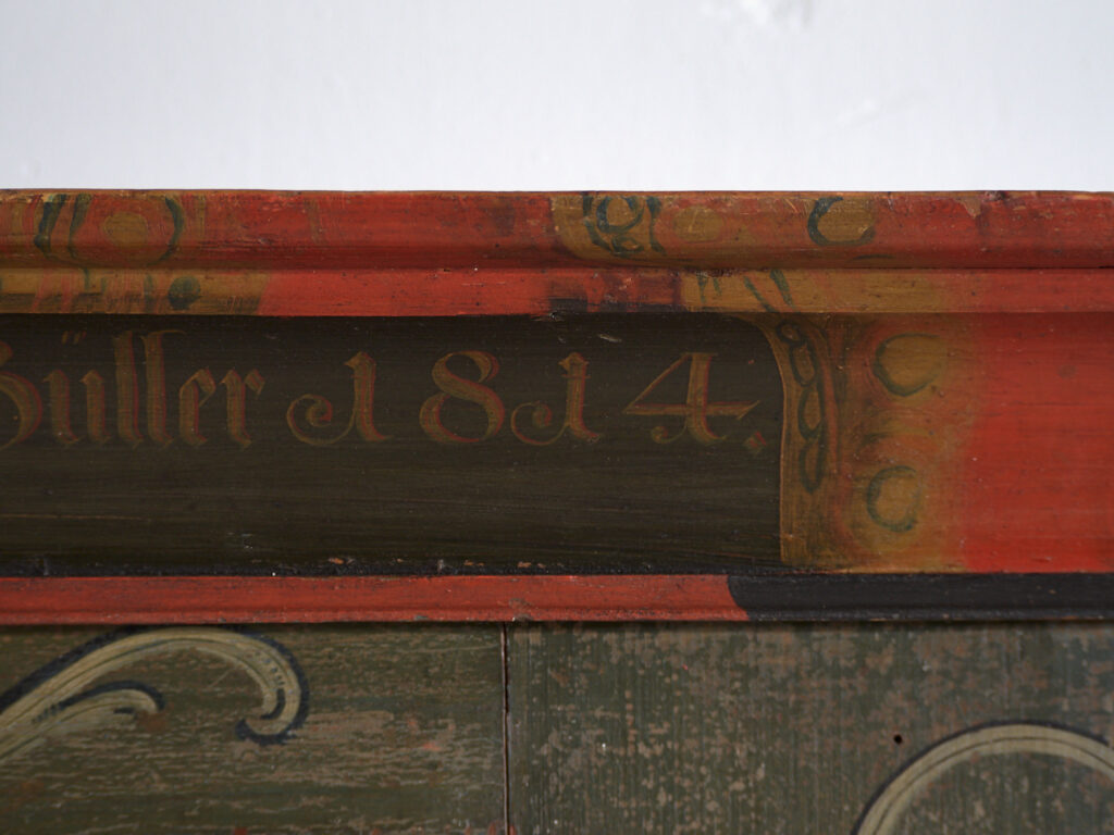 Folk Art Painted Cabinet, Central Europe, dated 1814