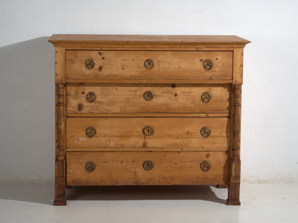 Cómoda antigua de pino macizo – Cajonera rústica europea – circa 1900