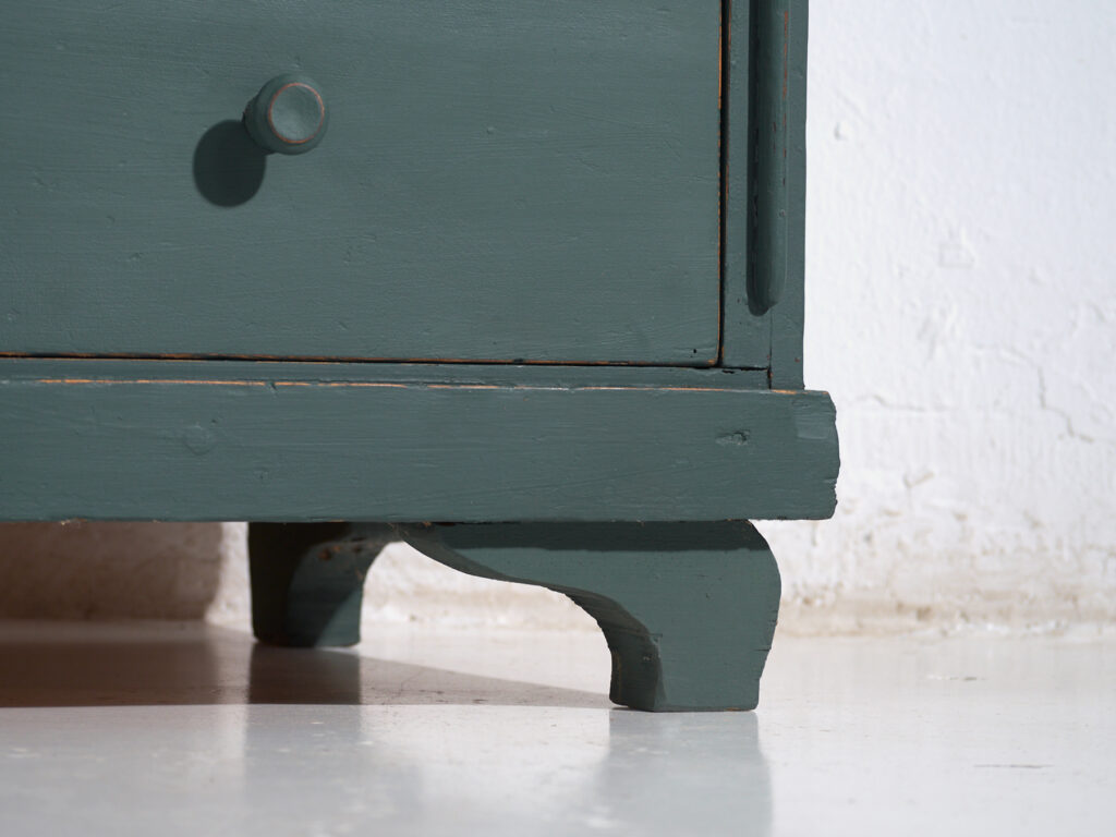 Cómoda antigua de pino pintado – Cajonera rústica europea verde – circa 1900 #4