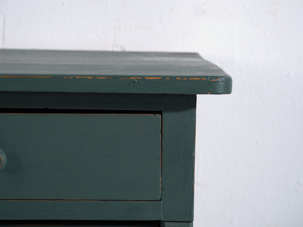 Cómoda antigua de pino pintado – Cajonera rústica europea verde – circa 1900 #4