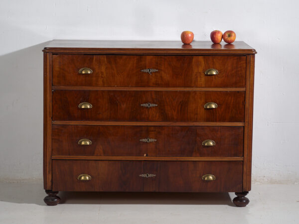 Cómoda antigua de madera de pino con cajones y tiradores de latón – Europa Central, circa 1900 #28