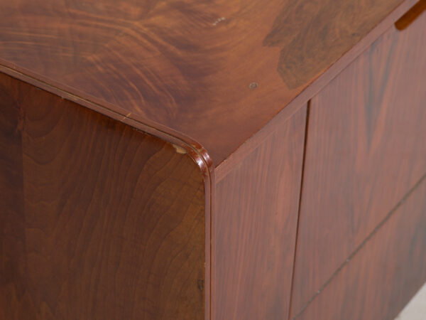 Mid-Century walnut-veneered sideboard with tapered legs – Czechoslovakia, circa 1960