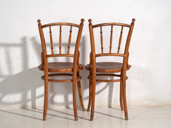 Conjunto de 2 sillas antiguas de madera curvada – Europa central, circa 1900