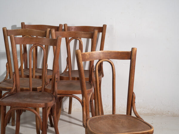 Conjunto de 6 sillas antiguas de madera curvada estilo Thonet – Europa central, circa 1900