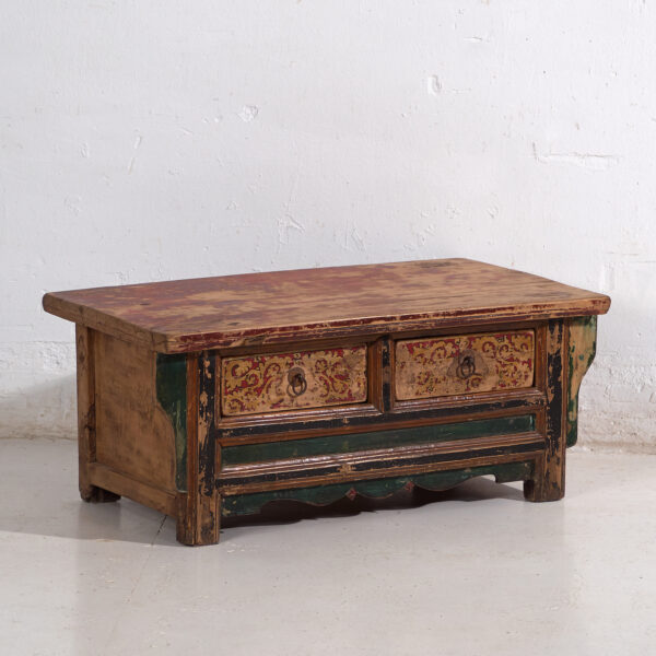 Polychrome Shanxi kang table with two drawers – China, circa 1930