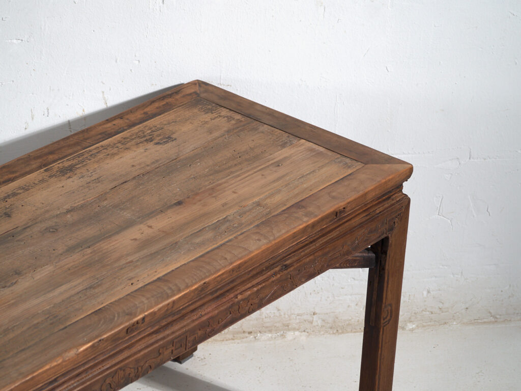 Mesa banco antigua en madera de pino – China, circa 1900
