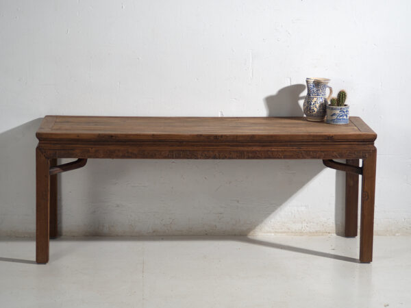 Mesa banco antigua en madera de pino – China, circa 1900