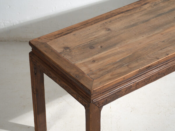 Mesa banco antigua en madera de pino – China, circa 1900