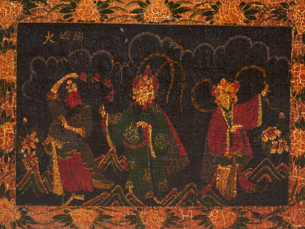 Baúl antiguo pintado en madera de pino – China, circa 1900