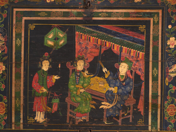 Baúl antiguo pintado en madera de pino – China, circa 1900