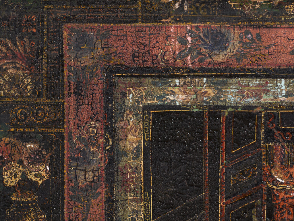 Baúl antiguo pintado en madera de pino – China, circa 1900