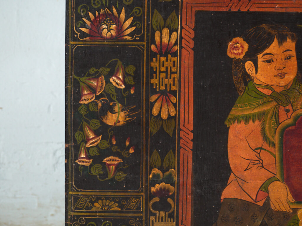 Baúl antiguo pintado en madera de pino – China, circa 1900