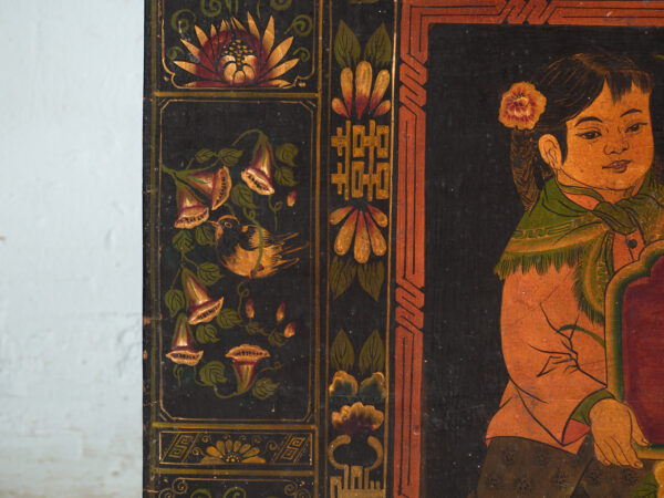 Baúl antiguo pintado en madera de pino – China, circa 1900