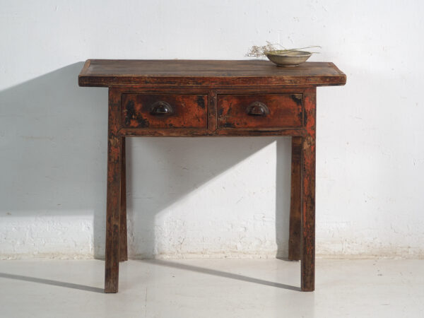 Mesa consola antigua con cajones en madera lacada – China, circa 1900