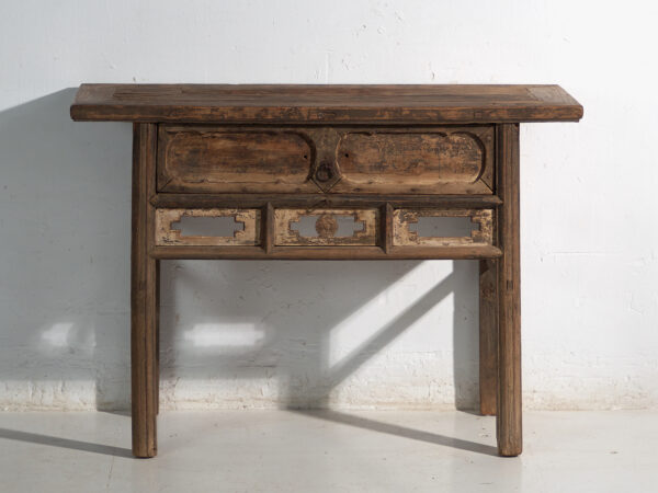 Mesa consola antigua con calado geométrico – China, circa 1900