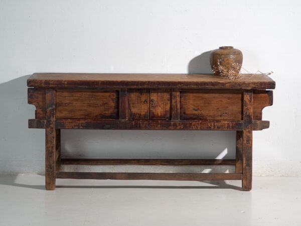 Mesa consola antigua en madera de olmo – China, circa 1900