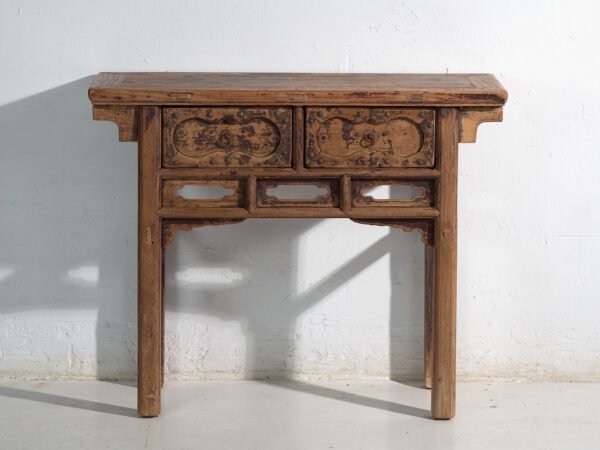 Consola antigua en pino con dos cajones – China, circa 1930