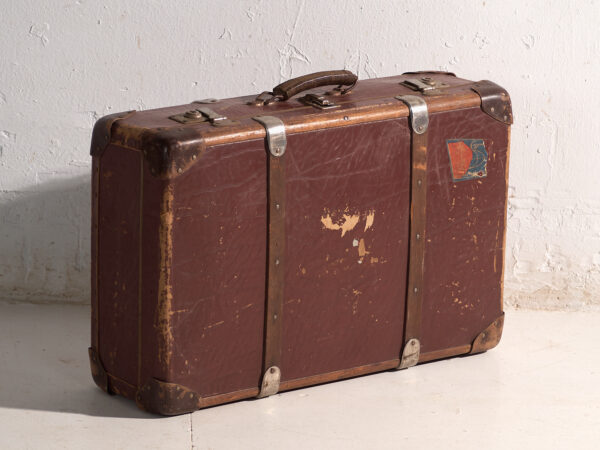 Maleta de viaje antigua en fibra vulcanizada – Checoslovaquia, circa 1930