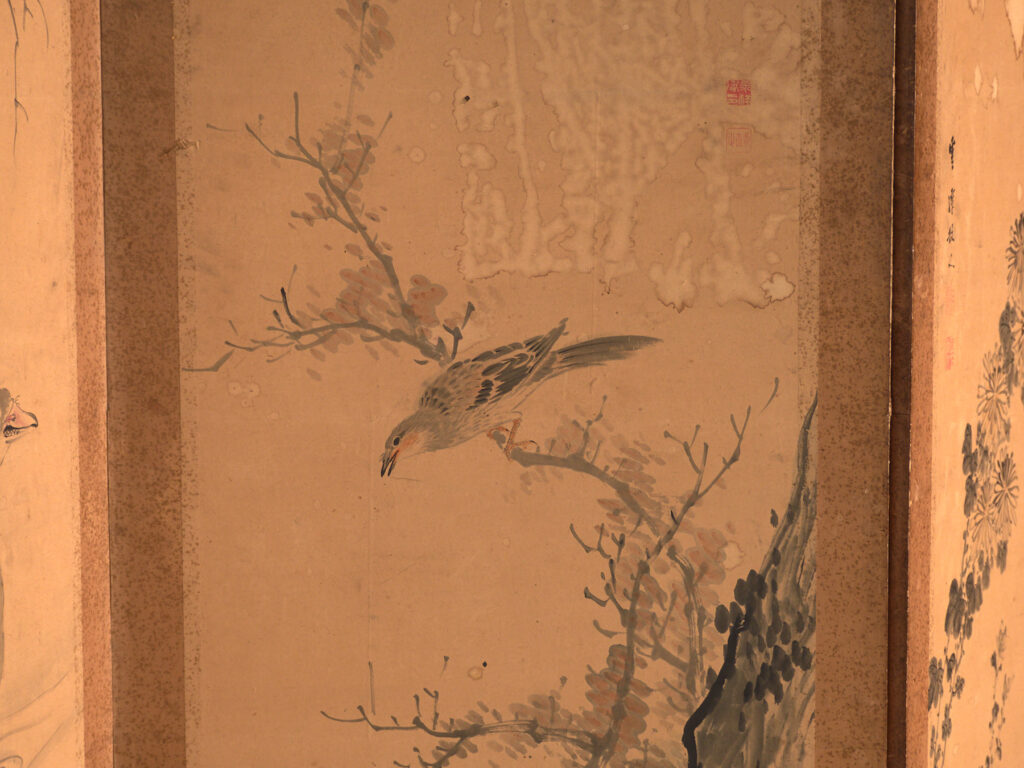 Biombo japonés antiguo de seis hojas – Japón, circa 1900