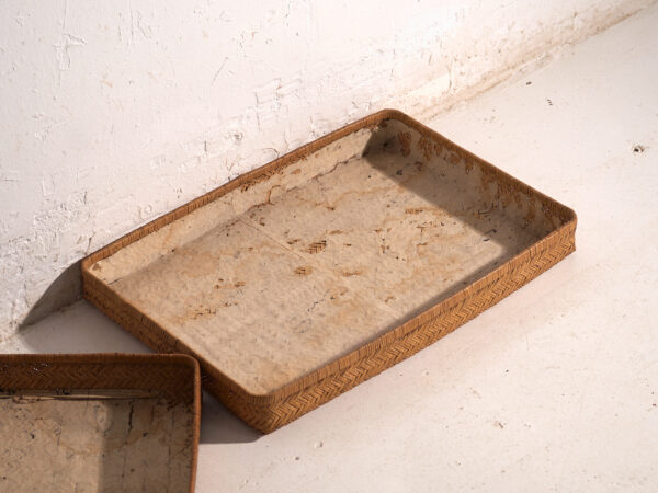 Caja plana antigua japonesa en ratán tejido – Japón, circa 1920. Set de dos.