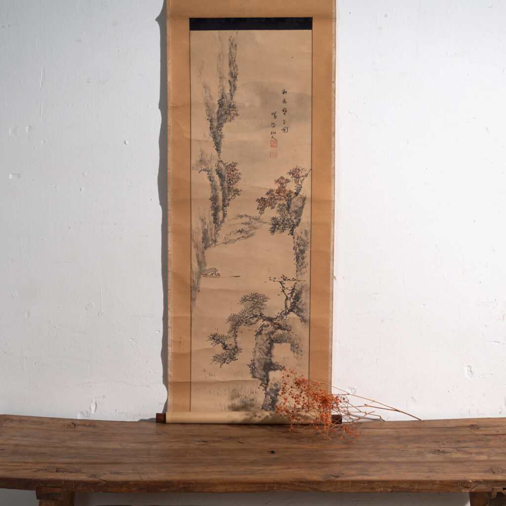 Kakejiku antiguo de paisaje en tinta sobre papel – Japón, circa 1900