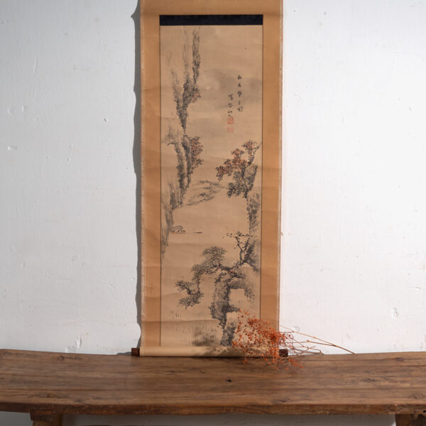 Kakejiku antiguo de paisaje en tinta sobre papel – Japón, circa 1900