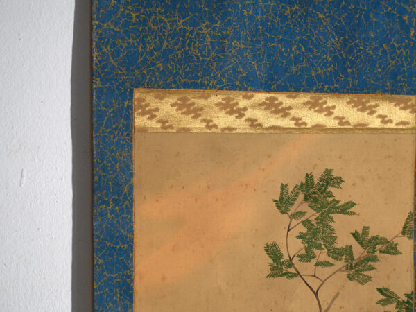 Kakejiku antiguo de ave rapaz en color sobre papel – Japón, circa 1900
