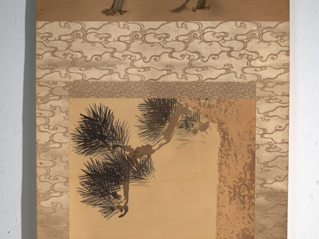 Kakejiku antiguo de grulla en color sobre papel – Japón, circa 1900