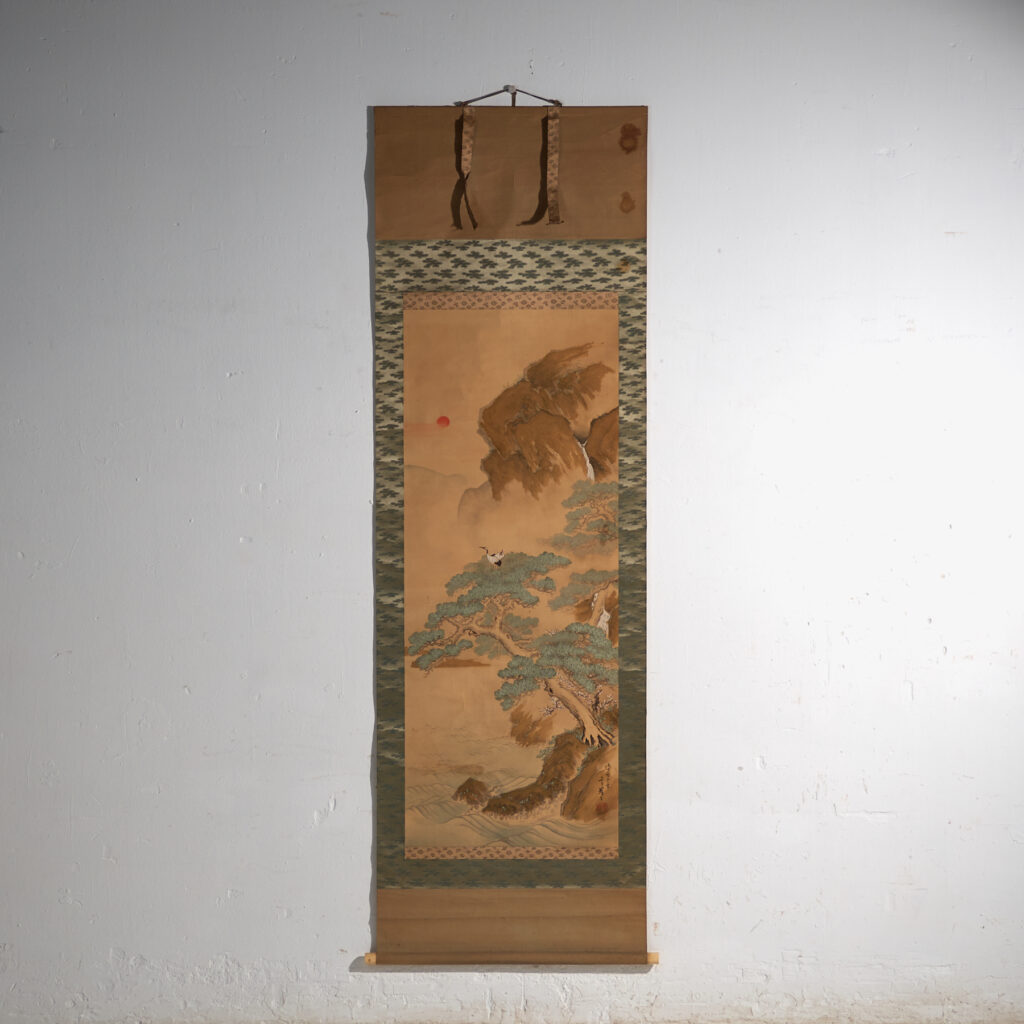 Kakejiku antiguo de paisaje en color sobre papel – Japón, circa 1900
