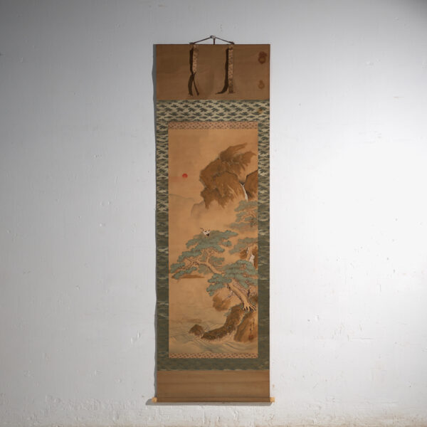 Kakejiku antiguo de paisaje en color sobre papel – Japón, circa 1900