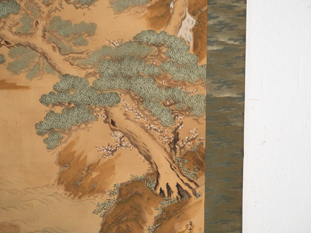 Kakejiku antiguo de paisaje en color sobre papel – Japón, circa 1900