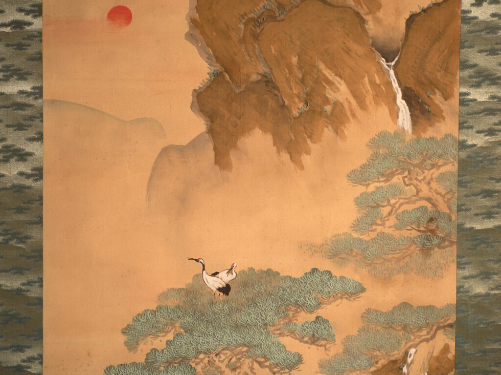 Kakejiku antiguo de paisaje en color sobre papel – Japón, circa 1900