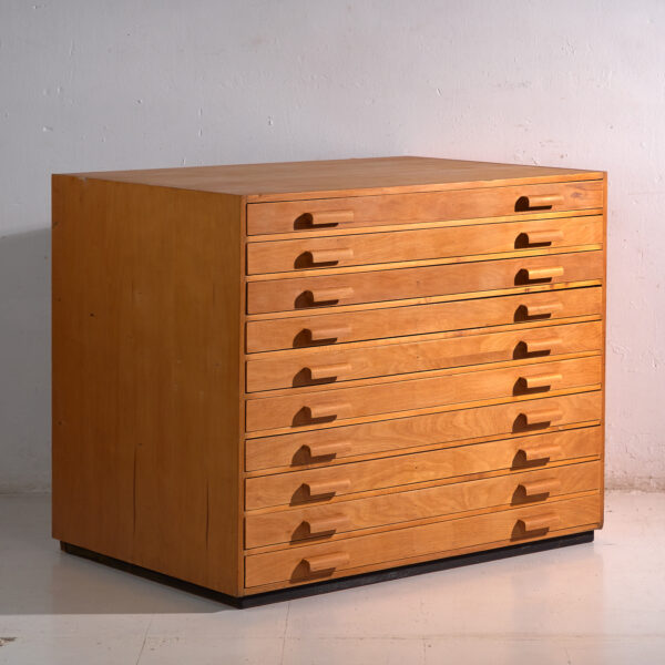 Cajonera de planos antigua en madera de haya – Europa central, circa 1960