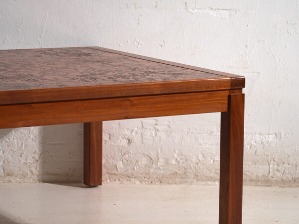 Mesa de centro vintage en teca y cobre estilo Heinz Lilienthal – Alemania, circa 1970