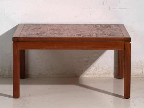 Mesa de centro vintage en teca y cobre estilo Heinz Lilienthal – Alemania, circa 1970