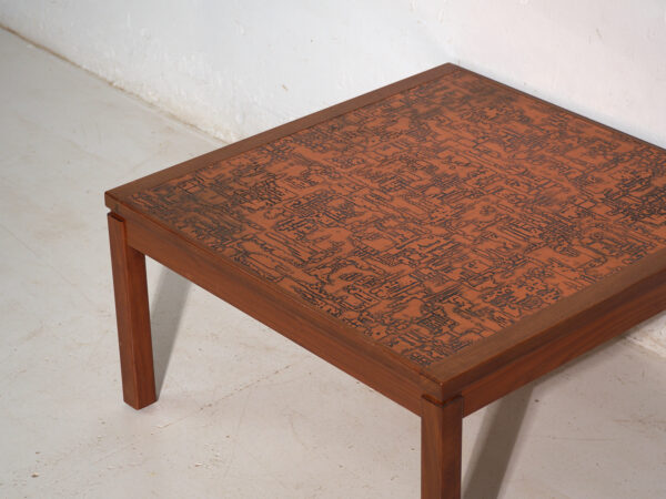 Mesa de centro vintage en teca y cobre estilo Heinz Lilienthal – Alemania, circa 1970